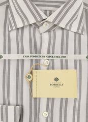 Borrelli Brown Striped Shirt - Extra Slim - 15/38 - (EV65160GIANNI)