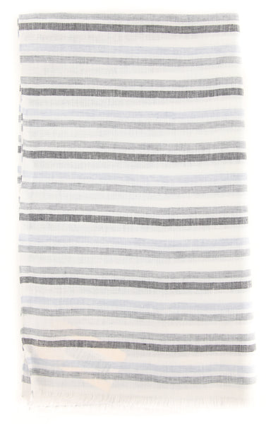 Luigi Borrelli Gray Striped Long Scarf - 54" x 27" - (LBSS12161)