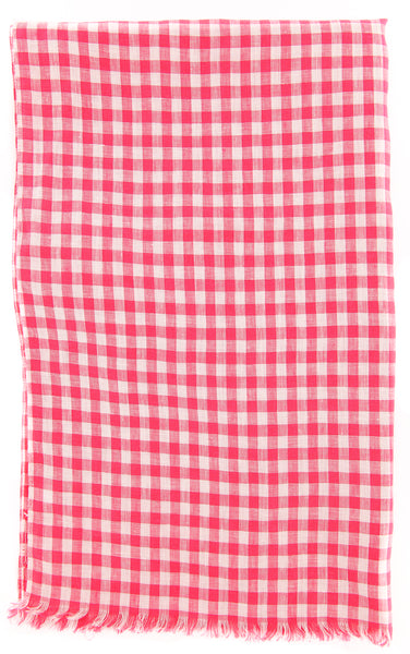 Luigi Borrelli Pink Check Long Scarf - 27" x 48" - (LBSS1250)