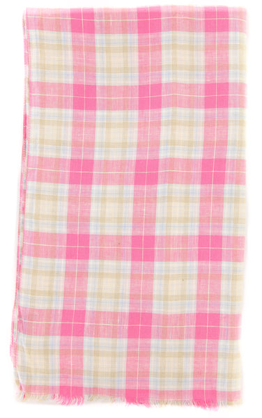 Luigi Borrelli Pink Plaid Long Scarf - 27" x 68" - (LBSS1252)