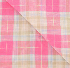 Luigi Borrelli Pink Plaid Long Scarf - 27" x 68" - (LBSS1252)