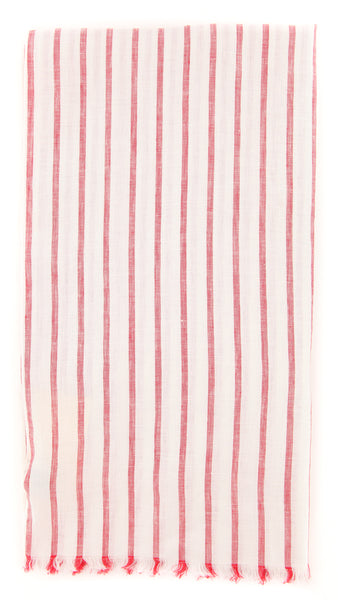 Luigi Borrelli Red Striped Long Scarf - 56" x 27" - (LBSS12178)