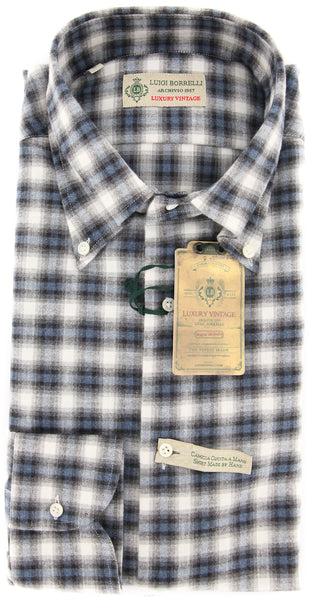 Borrelli Gray Plaid Shirt - Extra Slim - 16/41 - (EV416570VALERIO)